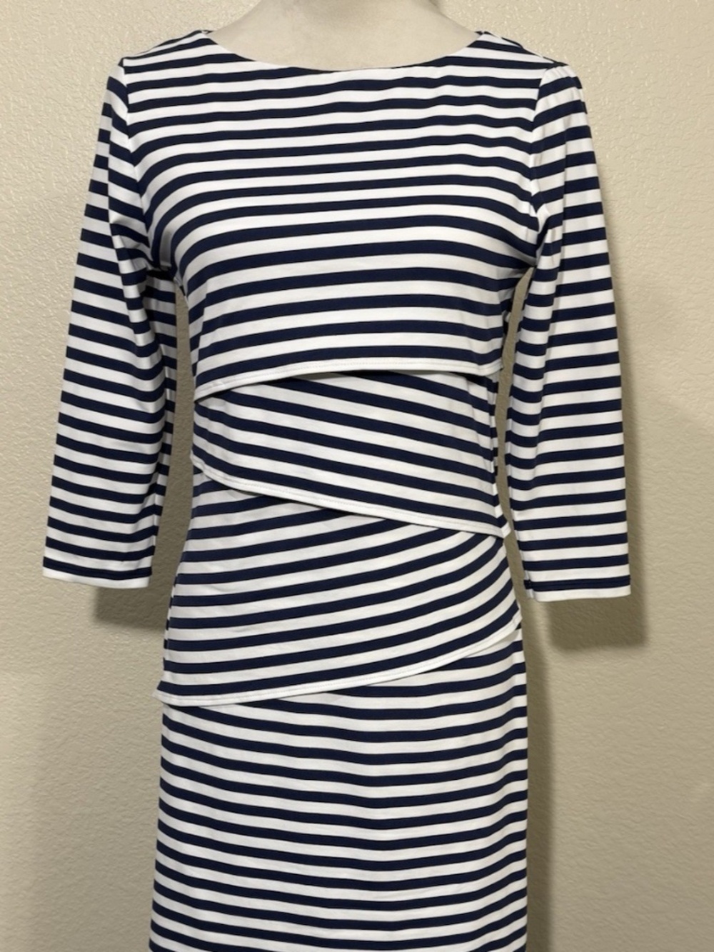 J.McLaughlin Nicola Dress Small Navy White Stripe Catalina Cloth
